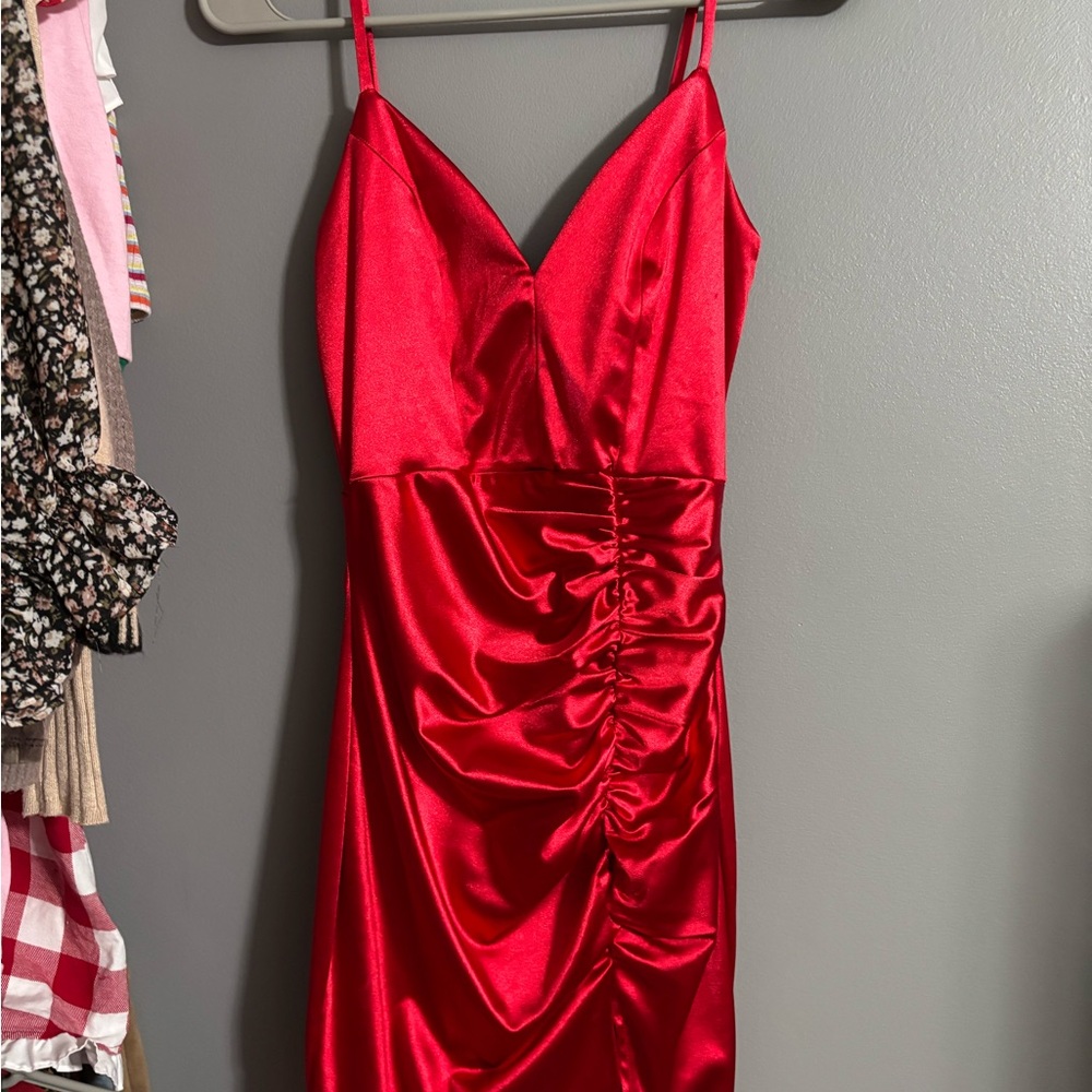 Elegant Red Satin Dress